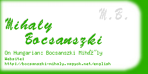 mihaly bocsanszki business card